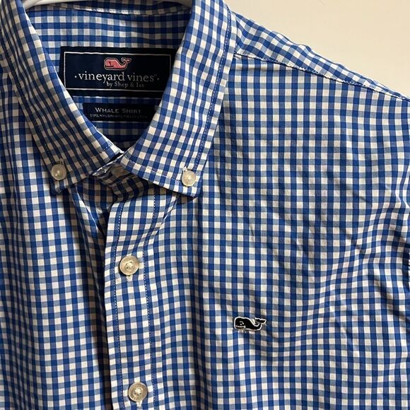 Vineyard Vines youth boys size 12-14 blue/white whale shirt. - Picture 2 of 5